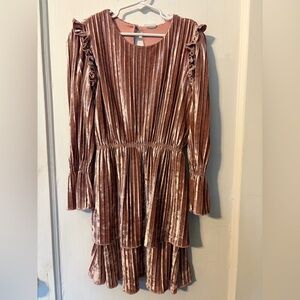 Deux par Deux Shimmering Rose Velvet Dress